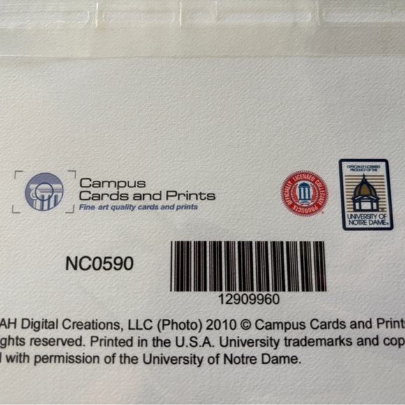 University of Notre Dame Main Building Golden Dome Fighting Irish Print Card - Picture 3 of 4
